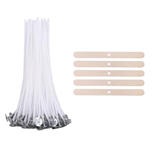 Bolosa 100 Stück Kerzendocht, Kerzendochte für Kerzen, Kerzen Docht Set, Kerzendocht Kaufen, Kerzendochte für Dicke Kerzen, Kerzen Selber Machen Set, Dochte für Kerzen Gießen, Candle Wick 15cm(H)