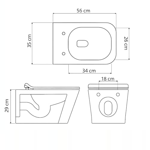 InArt Ceramic Commode Wall Mount/Wall Hung Western Toilet/Water Closet/EWC/WC/European Commode for Bathrooms P Trap Outlet is from Wall with Soft Close Seat Cover Square (Gold Leaf Pattern)