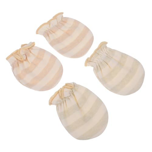 2Pairs No Scratch Mittens for Newborn Soft Chew Design Breathable Mitts for Boys Stripe Wide Stripe