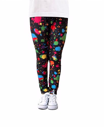 3 Pack Girls' Full Length Printed Leggings Toddlers Active Stretch Leggings Soft Kids Pants 3-10 Years4