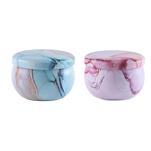 Leadigol 2 Pcs Round Tin Jar Tea Tins Food Storage Container,2.2oz Candle Tins,Round Containers with Lids for Candle Making, Arts & Crafts, Storage