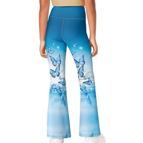 Butterfly Print Girls Print Flare Leggings Kids Elastic High Waisted Bell Bottoms Yoga Pants4