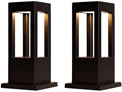 Pilier lumineux extérieur IP65 étanche en aluminium noir avec lanterne en verre E27 pour jardin