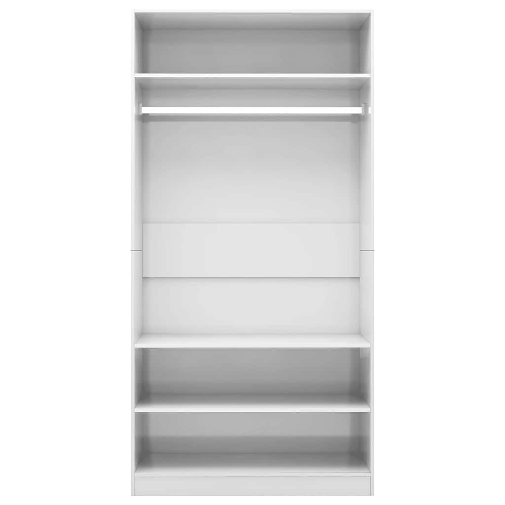 Armadio in legno bianco lucido, 100 x 50 x 200 cm, moderno armadio per camera da letto, pratico contenitore con ante