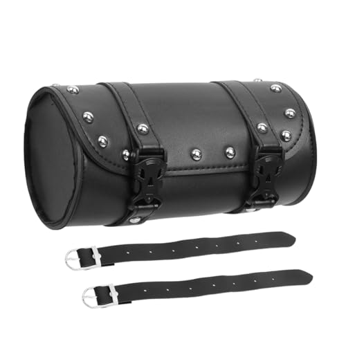 Bolso alforja para horquilla de motocicleta de cuero PU, universal, impermeable y resistente, negro miniatura 1