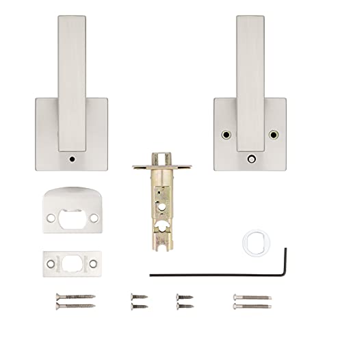 Image of Kwikset Singapore Interior Privacy Door Handle with Lock, Door Lever for Bathroom and Bedroom, Satin Nickel Reversible Keyless Turn Lock, with Microban Protection (Pack of 4)
