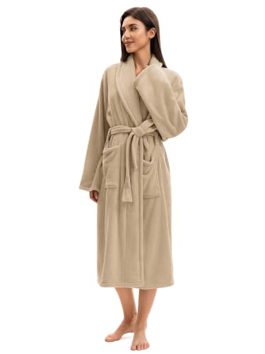 Image of Soft Robe For Women,Warm Plush Bath Robes Female,Spa Towel After Shower Lightweight Long Bathrobe