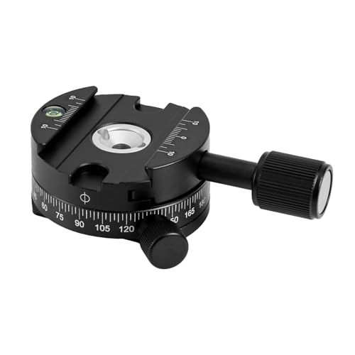 Gosknor Abrazadera Panorámica Liberación Rápida, Adaptador de Trípode con Escala 360° Adaptador Montaje para Cámara Placa de Fijación Liberación Rápida para Trípode Monópode y Estabilizador DSLR