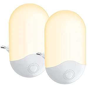 Luce Notturna [2 pezzi] Luce Notturna LED con Sensore Crepuscolare Plug&Play Luce notturna bambini da presa per Camerette, Camere da Letto, Garage,Bagni,Bianco Caldo