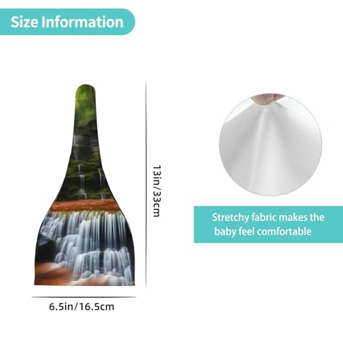 Newborn Baby Hat, Waterfall View Print Soft Top Knot Beanie Cap, Cute Baby Headwear for 0-6 Months Black4