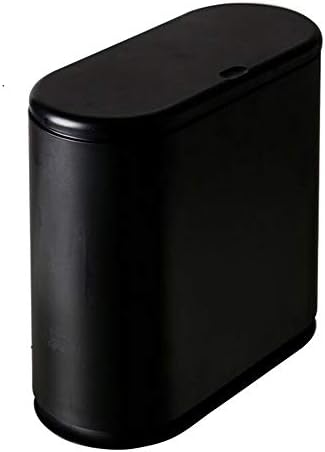 Sooyee 10 Liter Rectangular Plastic Trash Can Wastebasket with Press Type Lid,2.4 Gallon Garbage Container Bin for Bathroom,Powder Room,Bedroom,Kitchen,Craft Room,Office (Black)