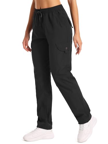Wanderhose Damen Cargohose Trekkinghose Golfhose Leichter Quick Dry Outdoor Hose Schnelltrocknend UV Schutz Jogginghose jagdhose Black-S-6095
