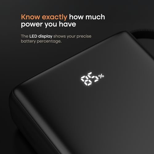 Image of Noise India's 1st Power Bank 20000mAh 45W Ultra Fast Charging: Built-in Type-C Cable, Digital Battery%, Advanced Safety, Metallic Finish, Triple Output, BIS Certified (Silver)