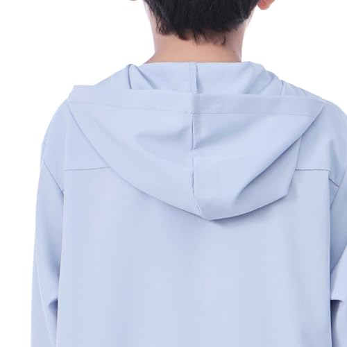 Arabic Thobe For Boys Muslim Robes Hooded Long Sleeve Kaftan With Pockets Middle East Abayas Dubai Clothing2