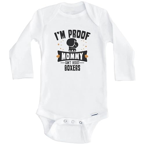 Funny Boxing Baby Bodysuit - I'm Proof Mommy Can't Resist Boxers Baby Bodysuit (Long Sleeve)