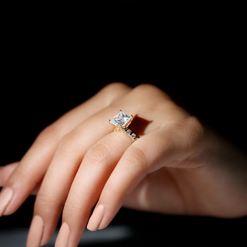 Certified Moissanite 8mm Princess Cut Engagement Ring, D Color Vs1 Clarity, 3 Carat Moissanite Ring - Ready To Gift4