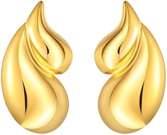 Gold Waterdrop Earrings Teardrop Chunky Hypoallergenic Lightweight Drop Jewelry for Gift