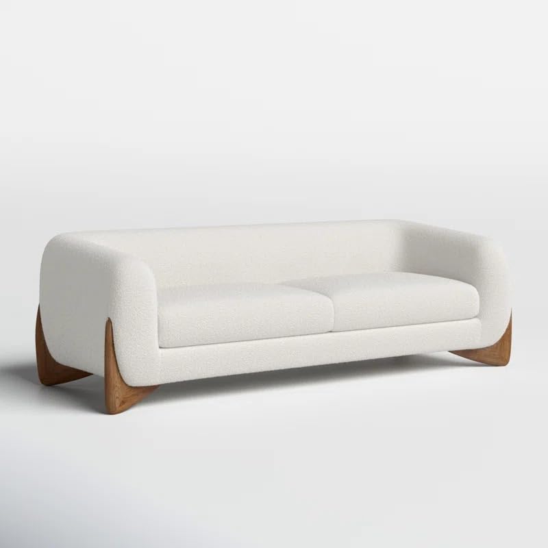 Image of LEGACY OF COMFORT Amala 80 inch Upholstered 3 Seater Sofa Three Seater Sofa with Wooden Legs for Living Room Hotels & Offices (White)