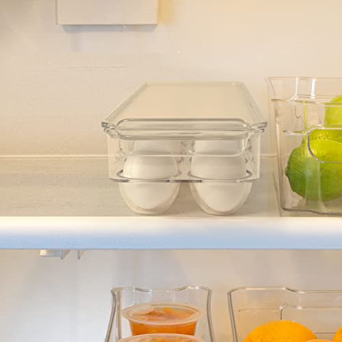 Totally Kitchen Egg Holder For Refrigerator, Fridge Organizers And Storage Clear, Bpa-Free Plastic Storage Containers With Lid & Handles, 14 Eggs Tray Bins #TOP3