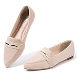 MUSSHOE Women's Flats Shoes Womens Dress Shoes Pointed Toe Slip on Nude Flats Comfortable Shoes Loafers Flats for Women,Nude Suede 8.5