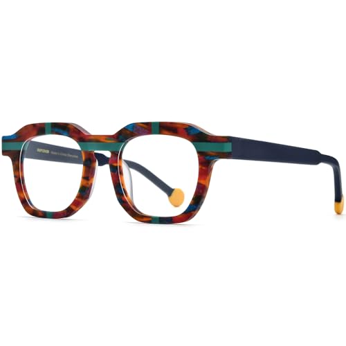 Image of HEPIDEM Multicolor Acetate Glasses Frame Women,Oversize Round Optical Eyeglasses