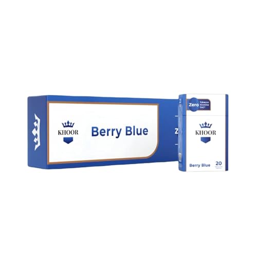 KHOOR Berry Blue Herbal Cigarette Carton - Nicotine Free, Tobacco Free Option for Smokers Seeking a Smoother Cigarette Alternative - 10 Packs