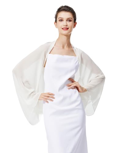 BEAUTELICATE Chal Cape Mujer Fiesta Gasa Bufanda Estola Verano para Novia Bodas Invitada Elegante Ligero (Ivory)