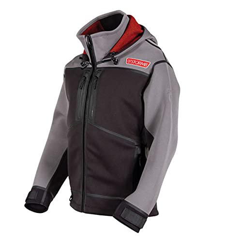 Product Image 2: STORMR Men's Strykr Neoprene Waterproof Windproof Fleece Interior Insulated Fishing Jacket, Smoke/Orange, 3X-Large
