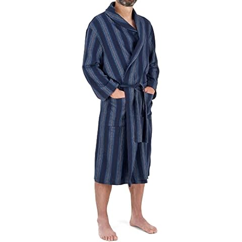 Bata ligera hombre algodón cepillado rayas azules Cover