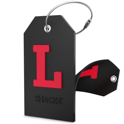 Product Image of the Shacke Initial Luggage Tag with Full Privacy Cover and Stainless Steel Loop - Black (Letter L)