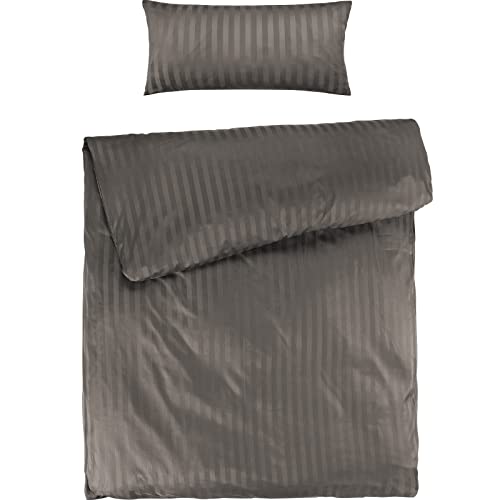 Pure Label Mako Satin Damast Streifen Bettwäsche Taupe 155x220 cm mit Kissenbezug 40x80 cm aus 100{28c719c9cfff6b2c038a12680d5183898b4d9c372d7fb32184e805d5c02e175e} Baumwolle | Traumhaft weiches Mako Satin Bettwäsche Set in Uni Pure Label Mako Satin Damast Streifen Bettwäsche Taupe 155x220 cm mit Kissenbezug 40x80 cm aus 100{28c719c9cfff6b2c038a12680d5183898b4d9c372d7fb32184e805d5c02e175e} Baumwolle | Traumhaft weiches Mako Satin Bettwäsche Set in Uni