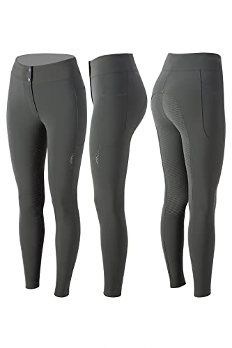 Pantalon équitation femme Animo Nuvelin vert pour les entraînements en extérieur