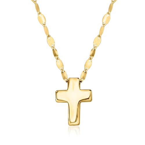 Ross-Simons Italian 10kt Yellow Gold Puffed Cross Necklace