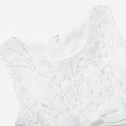 Uhnice Flower Girl Floral Dress Sleeveless Tulle Embroidery Skirt for Wedding Party3