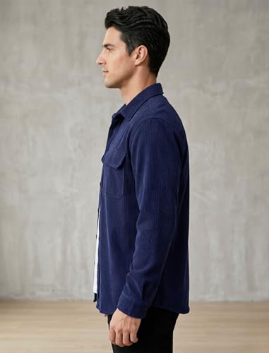 Image of MiraMichi Men's Full Sleeve Corduroy Striped Casual Jacket, Ideal for Stylish Everyday Outfits