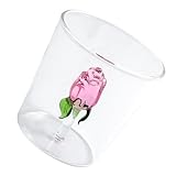 JECOMPRIS Copa de Cristal Transparente Diseño 3D de Rosa Vaso de 301-400 Ml para Whisky y Cócteles Taza Decorativa Versátil para Agua y Bebidas Frías Adecuado para Bodas y Fiestas