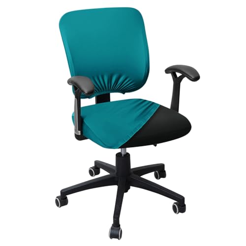 Image of HOKIPO Office Chair Cover for Task Chair - 140 GSM Stretchable Fabric - Anti-Slip & Washable - Fits Small Office Chairs Without Headrest, Dark Cyan (AR-6203-DCYN)