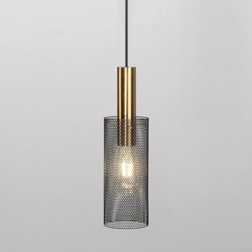 yayiaie Modern Industrial Mesh Pendant Light, Metal Cylinder Hanging Lamp, Vintage Iron Net...