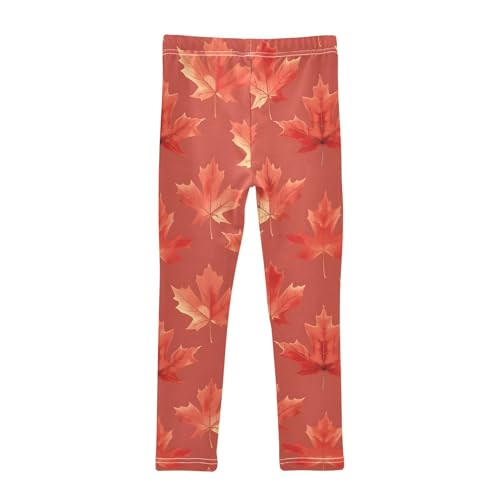 Red Maple Leaves Girls Leggings Soft Stretch Workout Yoga Dance Pants for Kids Casual Tights2