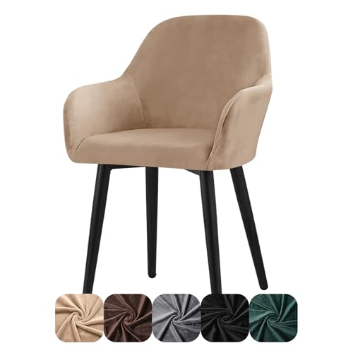Alishomtll Lot de 1 housse de chaise stretch en velours - Siège universel avec accoudoirs - Amovible et lavable - Pour chaises de cuisine et de salle à...