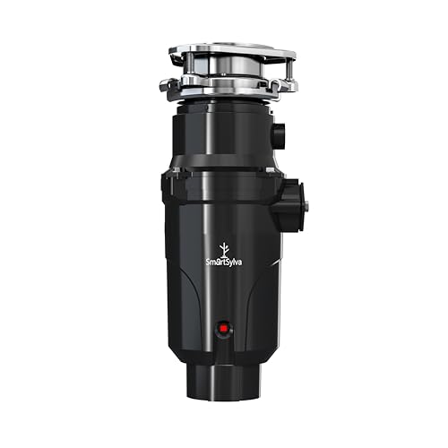 SmartSylva Garbage Disposal 1.1L with Power Cord 1/3HP Continuous Feed Food Waste Disposer