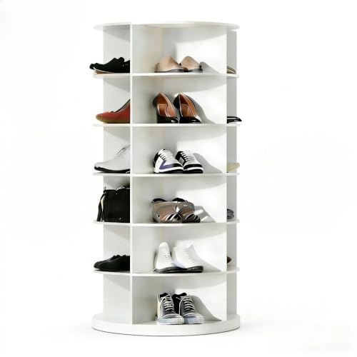 GiderFiver 6-Tier 360° Rotating Shoe Rack | Revolving Carousel Tower for 24+ Pairs, Handbags &...