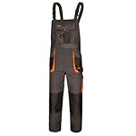 ART.MAS Work Bib and Brace Overalls, Multipockets, Knee Reinforcement With Pocket, Durable Triple Stitched Seams (32/34-50EU, NO Knee Pads, Grey-Orange)