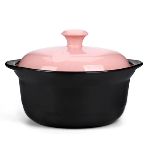 QAZWZG Cacerola Cazuela De Alta Temperatura for La Salud, Tapa De Olla De Sopa, Olla De Sopa De Boca Ancha, Cazuela De Fuego Abierto, Hogar Poco Profundo(1800ML)