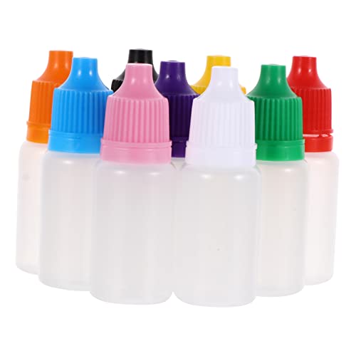 KICHOUSE 50pcs Bottles Dropper 10ml Eye Liquid Bottles Safe Medical Plastic Pe Rotating Cap Random Color