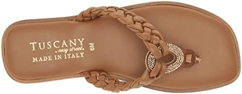 Tuscany by Easy Street Women's Coletta Flat Sandal, Tan, 7.5 Wide | Image 4