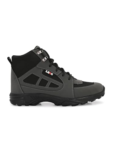 Image of Leo Fitness Waterproof Outdoor Trekking Boots | Black Hiking Boots with Cushioned Footbed, Anti-Slip Rubber Sole