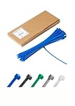 100pcs in Tidy Box, 300x4.8mm Cable Ties Heavy Duty Blue, Premium Industrial Multi-Purpose Plastic Zip Tie Wraps, Indoor and Outdoor Use, Cable Management, Wires, Office, Garden, Garage, Workshop