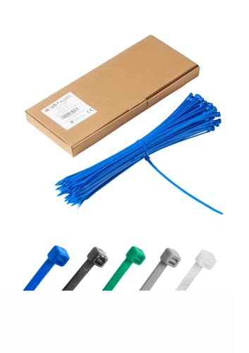 Kabelbinder 100 Stück Blau, 300 mm x 4,8 mm, UV-Beständige Mehrzweck-Kabelbinder für den Einsatz im Außen- und Innenbereich, Kabelmanagement für Haus, Büro, Garten, Garage, Werkstatt, Zäune