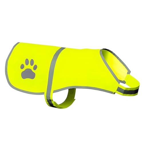 Reflektierende Sicherheitsweste für Hunde L, Weste Reflektierenden für Haustiere Verstellbar, Warnweste Hund Pflegeleicht, Dog Light Up Vest mit Pfotenabdruck und Klettverschluss